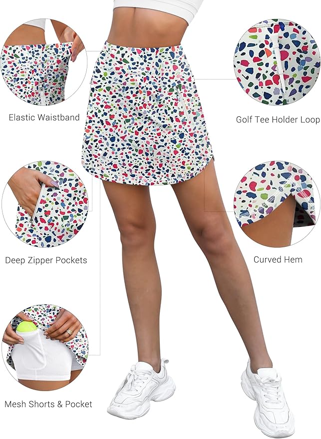 LouKeith Golf Skirts for Women Tennis Skirt with Zipper Pockets High Waisted Running Casual Athletic Skorts Built-in Shorts