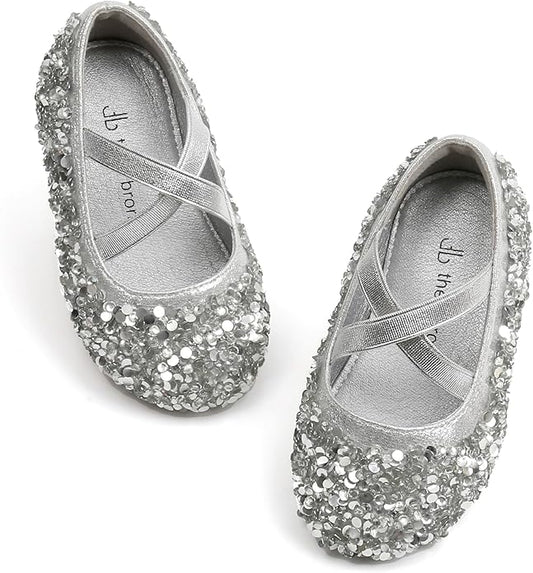 THEE BRON Mary Jane Ballet Flats - Girls' Dress Shoes with Hook & Loop Closure