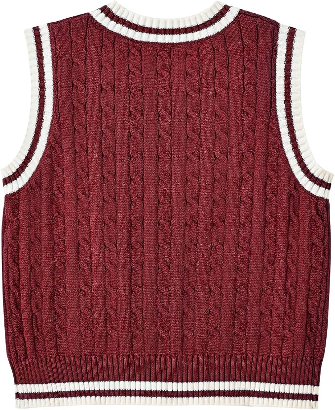 Women's Sweater Vest,Y2K Sleeveless Pattern Preppy Style Knitted Crop Tank Top for Girl