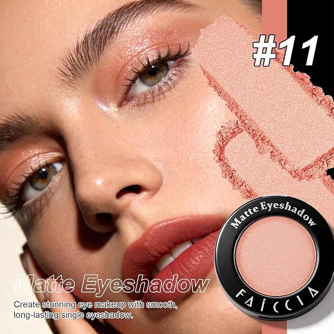 Peach Pearl Single Eyeshadow, Highly Pigmented Blendable Pressed Powder Eye Shadow, Long-Lasting Eye Makeup, Versatile for Valentine’s Day, Special Occasions for Romantic Date Looks #11