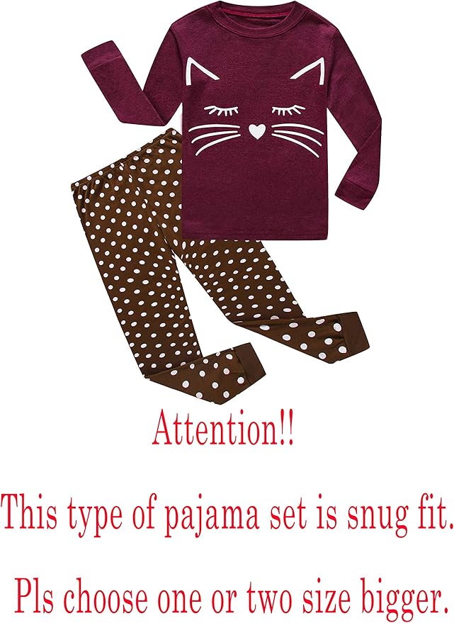 Family Feeling Kids & Toddler Girls Boys Pajamas 2 Piece Pjs Set 100% Cotton Sleepwear
