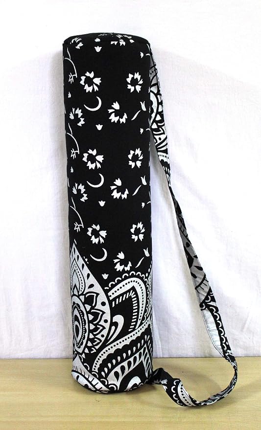 ICC Black Gold Mandala Full-Zip Exercise Yoga Mat Carry Bag Gym Beach Pilates Carrier Bags Hippie Mandala Indian Cotton Bag
