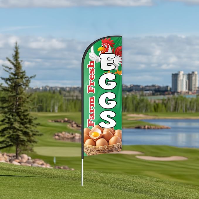 Fresh Eggs Feather Flag for Storefronts Fairs,6 FT (Flagpole Not Included) | Business Advertising Flag