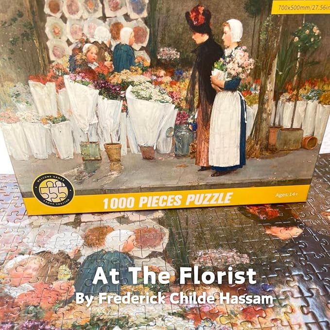 Art Jigsaw Puzzles for Adults 1000 Pieces, Fun Puzzle Jigsaw Puzzle for Family Party for Birthday Holiday (at The Florist)