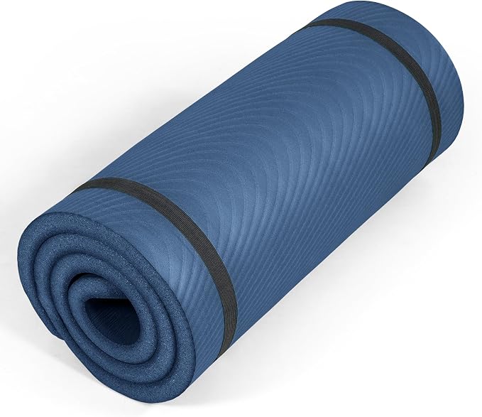 Tone Fitness 1-Inch Thick Yoga Mat | High-Density, Non-slip Exercise Mat with Carrying Strap for Yoga, Pilates, & Home Gym Workouts | Multiple Options