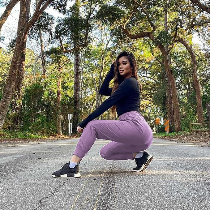 baleaf Womens Lightweight Hiking Pants Water Resistant Quick Dry Joggers with 5 Zipper Pockets UPF 50+ for Travel Hiking