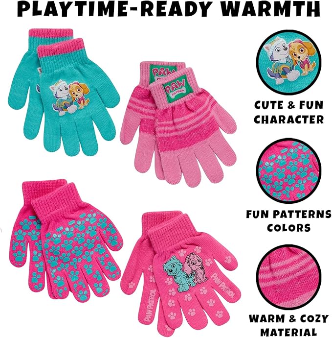 Nickelodeon Girls' Paw Patrol Ski Gloves - Marshall, Chase, Rubble Ski Gloves or Mittens (2-7)