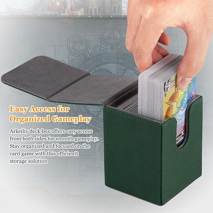 Arkeiliy Card Deck Box, 110+ Storage MTG Deck Box with 50 Pcs Card Sleeve, Collectible Trading Card Cases for Magic Commander and More (4 Pack)