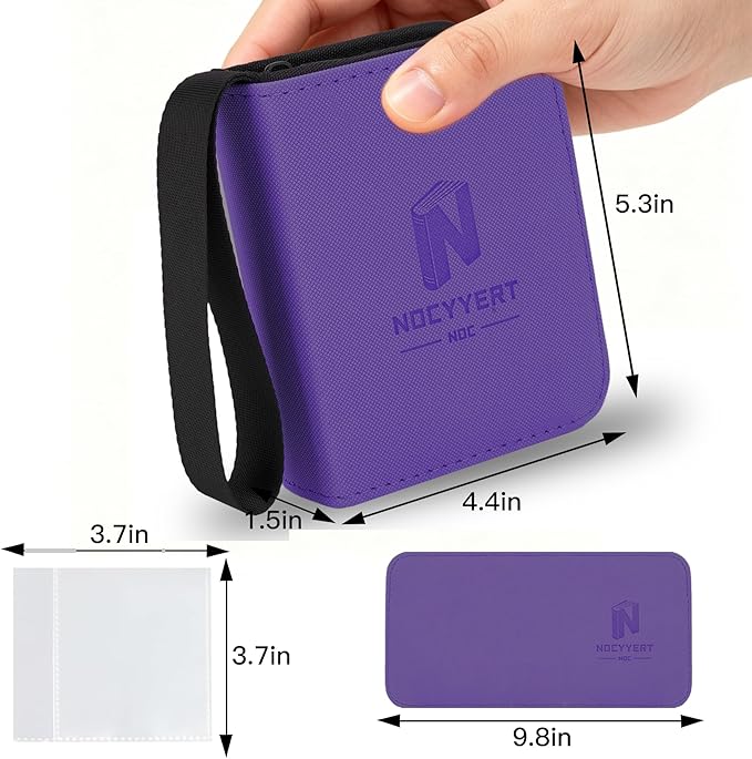 Trading Card Binder, Mini 1-Pocket Trading Card Binder with 20 Pages, Portable Card Album Holds 40 Cards for TCG, MTG, Sports Cards & Game Cards etc(Purple)