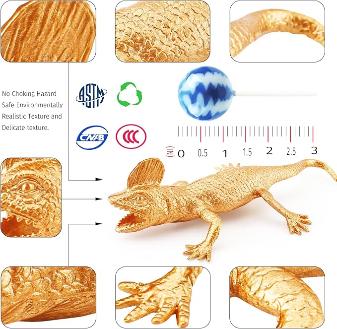 Golden Lizard Cake Topper Crocodile Toy Set for 4PCS Gold Alligator Cupcake Decorations Chameleon Cake Decorations for Boys 4 Inch for Kids Toddlers Birthday Gift