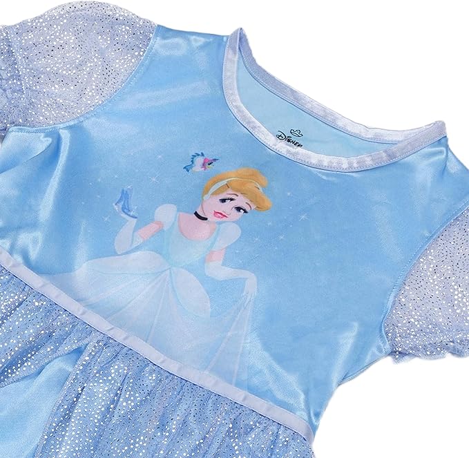 Disney Girls' Princess Dress Nightgown, Fantasy Gown, Soft & Cute Pajamas for Kids
