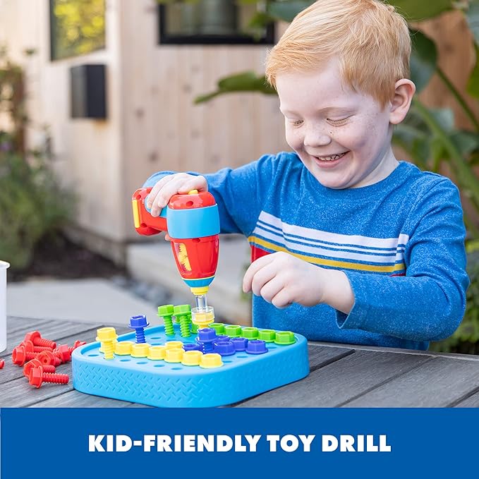 Educational Insights Design & Drill Bolt-It Bucket - Construction Toys & Toddler Tools, Kids Tool Set with Real Electric Drill Toy, Take Apart STEM Set, Building Kits and Gifts for Ages 3+