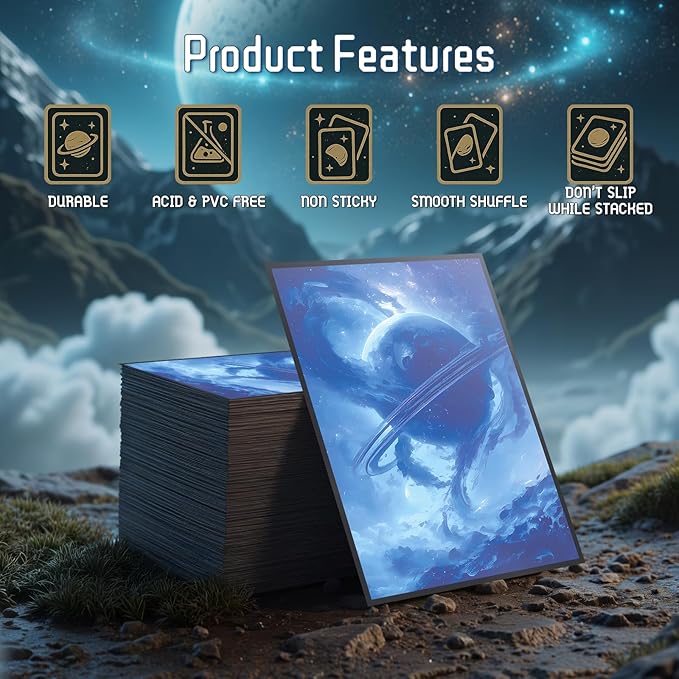 MTG Card Sleeves - Island - Planet Basic Lands Series - Ultra Clear Front & Matte Finish Back, 100 Count Standard Size Matte Art Sleeve for Magic The Gathering