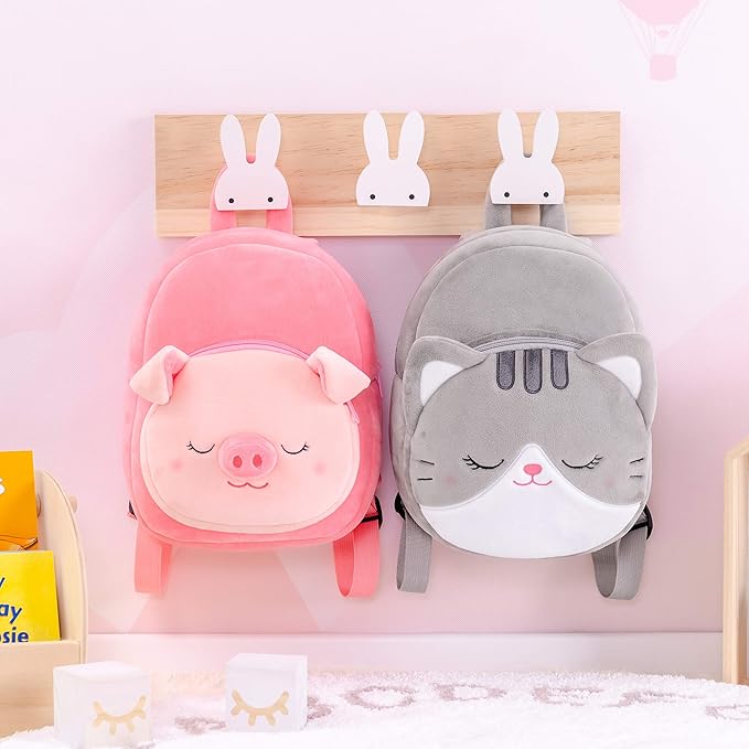 Lazada Cat Toddler Backpack Plush Backpack Toddler Girls Backpack Cat Animal Kids Backpacks for Girls Kitty Plush Backpack for Baby Girls Gray 11-inch