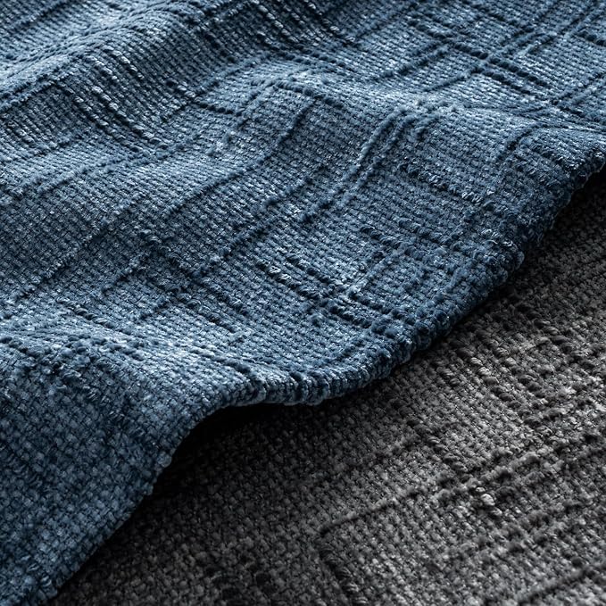 MIULEE Chenille Textured Throw Pillow Covers Blue Ashes 20x20 Set of 2 | Slubby Decorative Pillows, Boho Farmhouse Coastal Decor, Modern Neutral Cushion Covers for Couch Sofa Bed Living Room