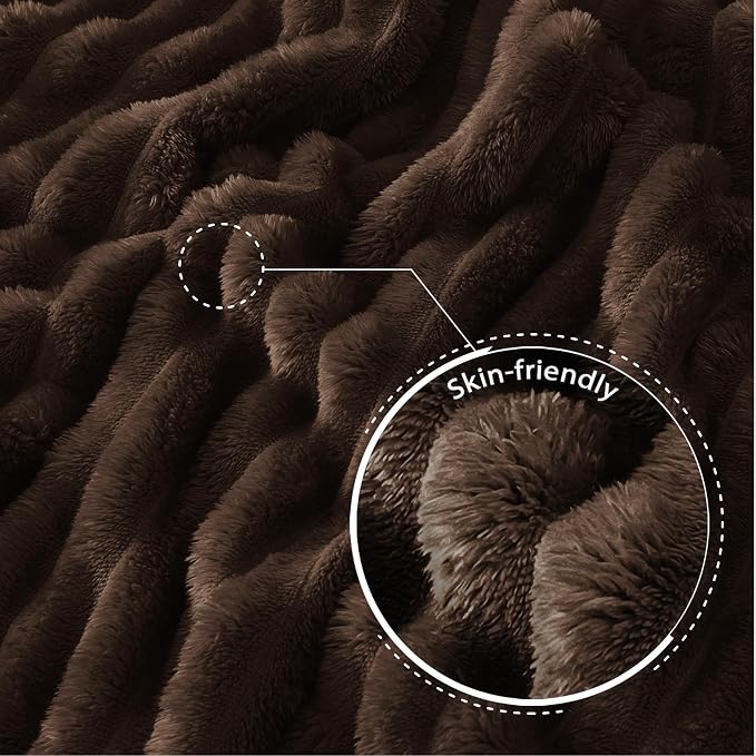 Exclusivo Mezcla Striped Twin Size Fleece Blanket for Bed, Couch, 60"x80" | Soft Breathable Cozy Bed Blankets, Lightweight Plush Fluffy Fuzzy Jacquard Decorative Blankets