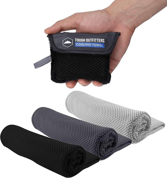 Tough Outdoors Cooling Towels for Neck Face - Neck Cooling Towel for Hot Weather Yoga Sports Golf Sweat - Instant Cold Towel