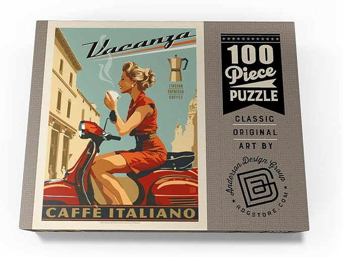 MyPuzzle Vacanza Italiana Coffee, Vintage Poster - Premium 100 Piece Jigsaw Puzzle for Adults