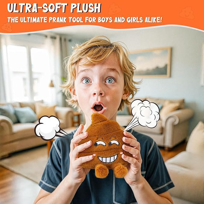 Farting Poop Plush Toy – Funny Poop Toy with 30 Hilarious Fart Sounds, Soft & Durable Gag Gift for Kids, Pets, and Pranks – Great Décor for Home, Office, or Parties