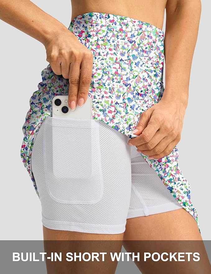 G Gradual 19" Skorts for Woman with Pockets High Waist Golf Skirt | Lightweight, Stretchy, Breathable, Tummy Control, Built-in Shorts, Athletic, Tennis, Pickleball, Casual Summer