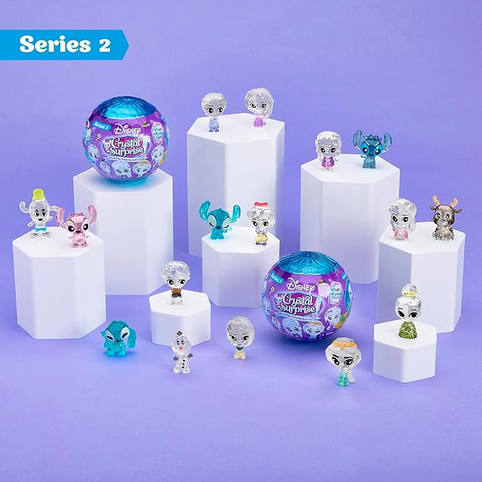 Disney Crystal Surprise 16 Pack Bundle: Series 2 Surprise Blind Mini Figures with Accessories & Activity Compound, Perfect for Party Favors & Mystery Unboxing Fun
