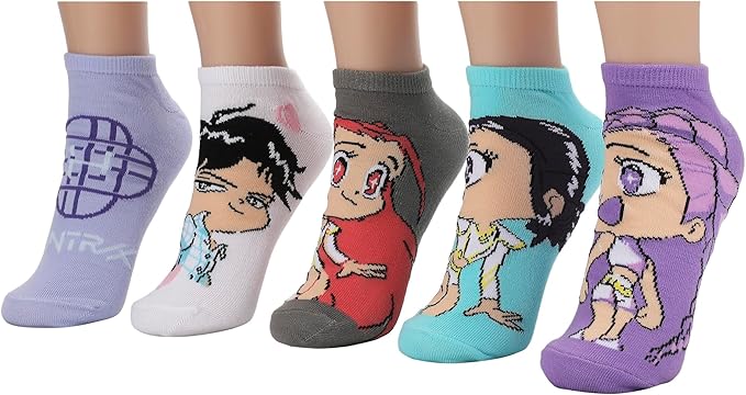 Bioworld KPop Demon Hunters Hunter/X & Derpy 5-Pair Pack Casual Crew Socks