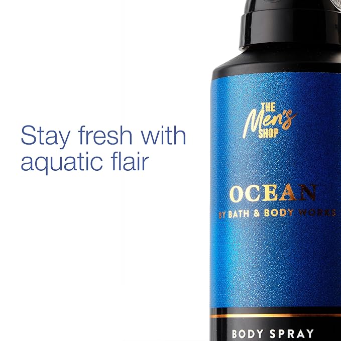 Bath & Body Works Body Spray for Men, Ocean Scent, Men’s Spray with Long-Lasting Personal Fragrance, Fresh Coastal Air & Cypress Scent, 3.7 oz - 2 Pack