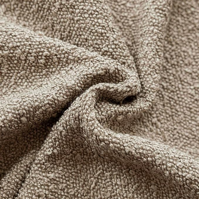 Foindtower Set of 2, Decorative Textured Boucle Throw Pillow Covers Accent Solid Pillow Cases Neutral Cozy Couch Cushion Case for Chair Sofa Bedroom Living Room Home Decor 26x26 Inch Light Khaki Tan