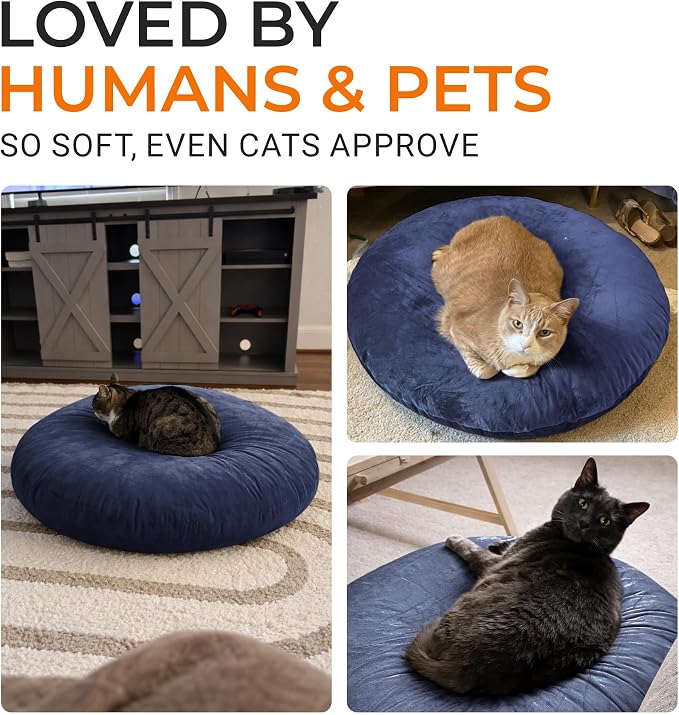 Cheer Collection Extra Large Floor Pillow, 32" Round Meditation Cushion, Oversized Yoga Pillow & Floor Cushions for Adults, Floor Pillows for Sitting, Meditation, and Seat Cushion - Navy Blue