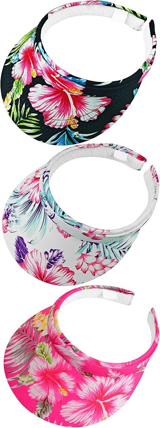 3 Pack Sports Sun Visor Hat Women Men Adjustable Clip On Visors Outdoor Golf Beach Cap