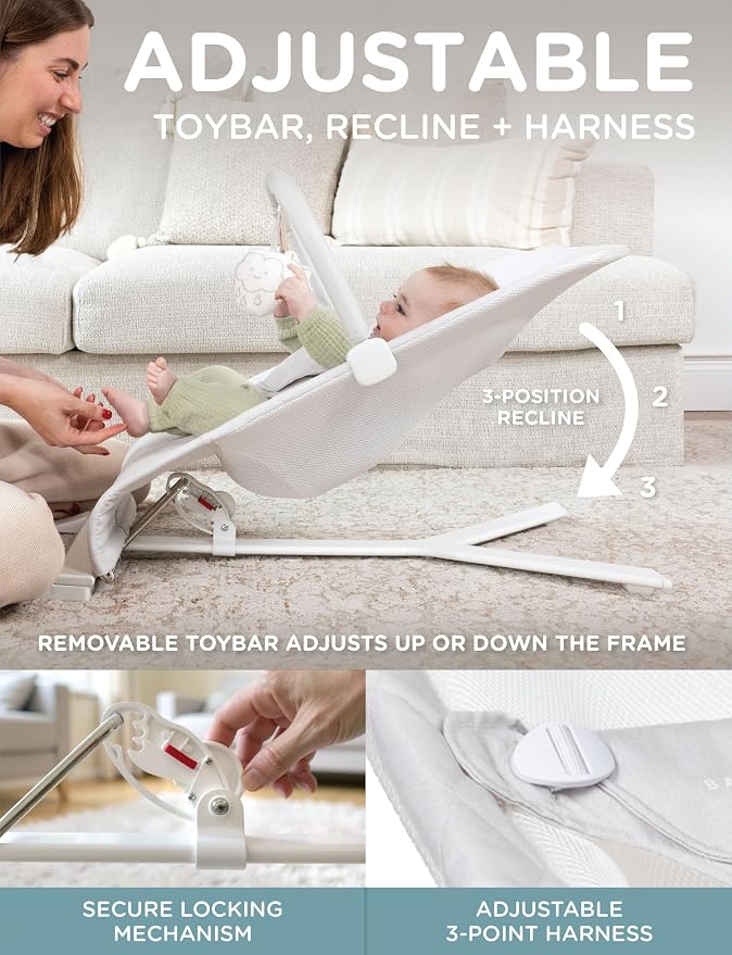 Baby Delight Alpine Deluxe Portable Bouncer | Infant | 0 – 6 Months | Driftwood Grey