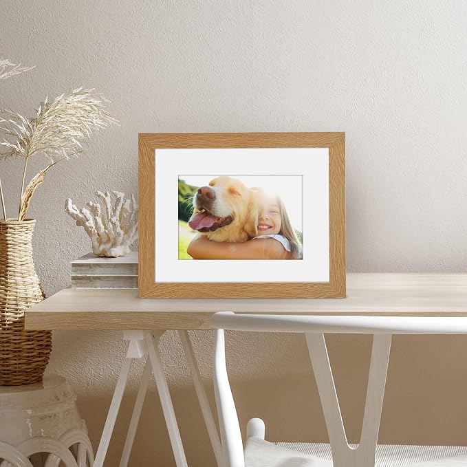 Americanflat 8x10 Picture Frame with Shatter-Resistant Glass - Use as 5x7 Frame with Mat or Display 8x10 Photo Without Mat - Signature Collection - Picture Frames for Tabletop and Wall - Dark Oak | Shatter-resistant glass, wall or tabletop display with...
