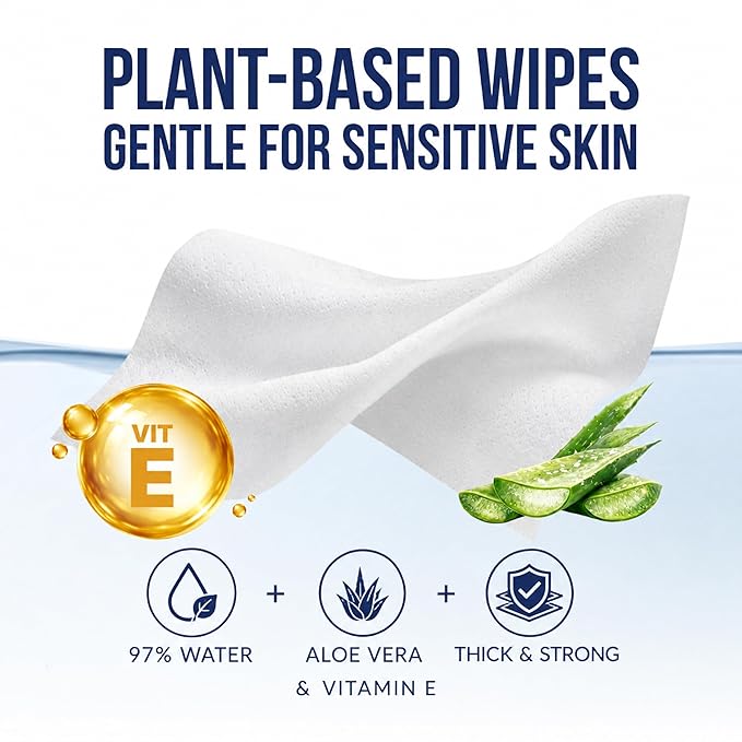 Air Jungles Flushable Wipes Travel Size Individually Wrapped 100 Ct | On-the-Go Butt Wipe with Aloe Vera & Vitamin E, Ultra Soft and Large for Adult and Kid, 97% Water - XL 7 X 7 in, Fresh Scent