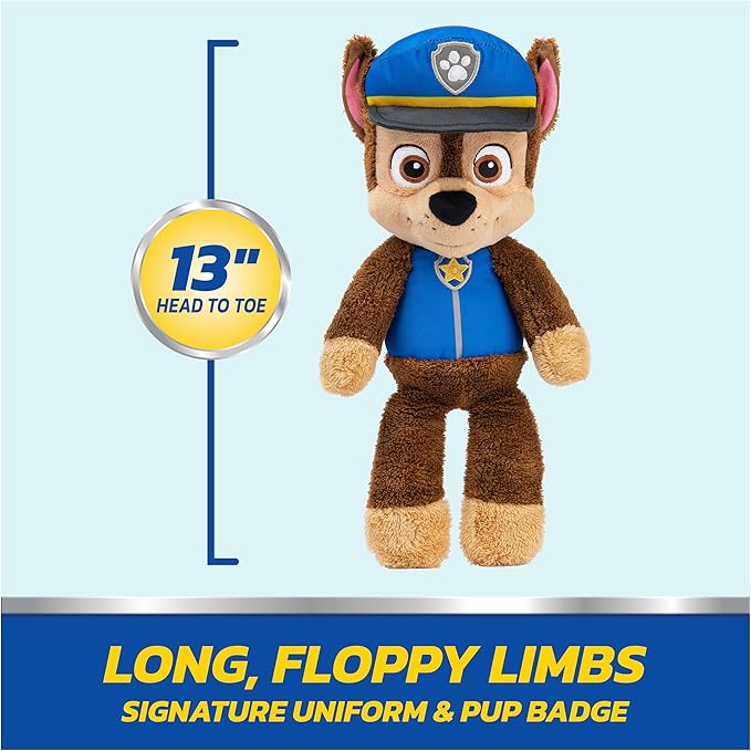 GUND PAW Patrol Official Chase Take Along Buddy Plush Toy, Premium Stuffed Animal for Ages 1 & Up, Blue/Brown, 13”