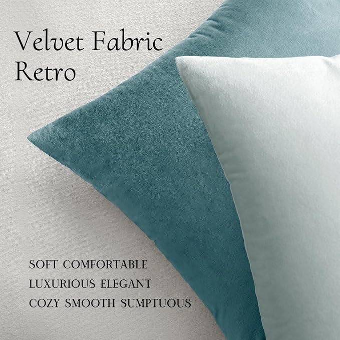 MIULEE Velvet Throw Pillow Covers 16x16 Inch Pack of 2 Light Blue | Soft Solid Small Decorative Pillow Covers, Modern Luxury Home Decor, for Couch Chair Sofa Bedroom Livingroom Car