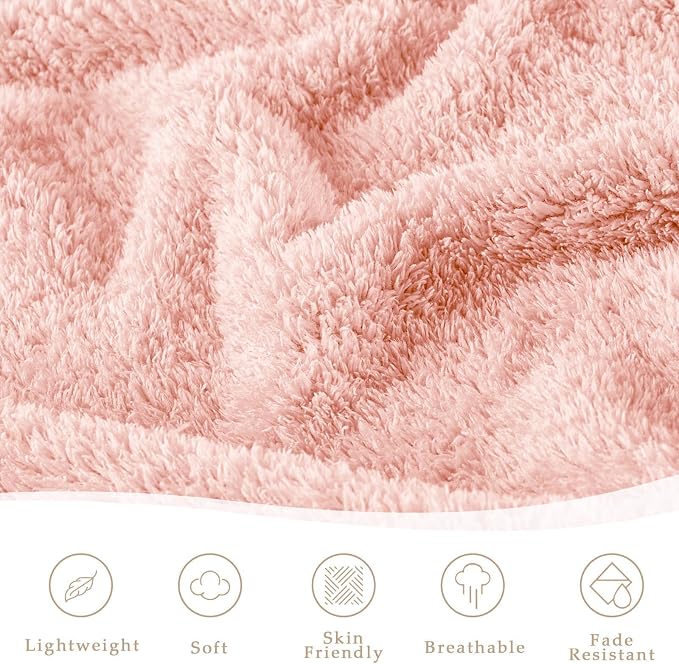 Exclusivo Mezcla Fleece Bed Blankets Queen Size for Bed, 90" x 90" | Super Soft and Cozy Fluffy Blanket for Women, Lightweight and Fuzzy Bedding for Bedroom , All Season, Light Pink