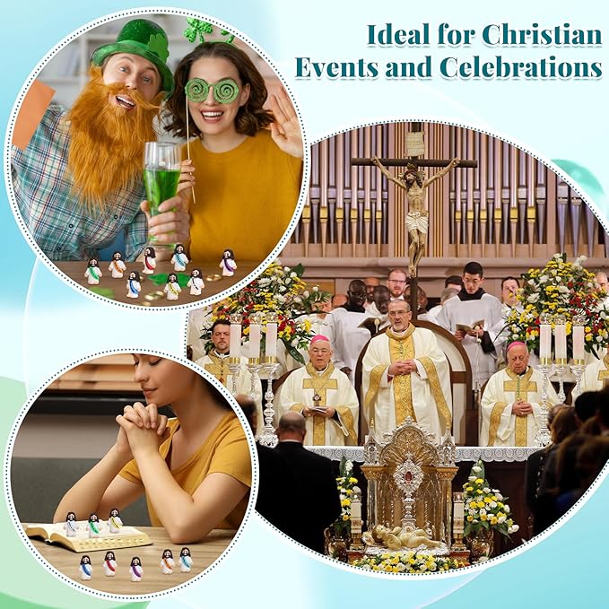 80 Pcs Little Jesus Figures – 8 Colors Mini Jesus Figurines in Bulk, Easter Egg Stuffers, Tiny Figure for Hide and Seek, Sunday School, Baptism Gifts, Church Religious Party Favors