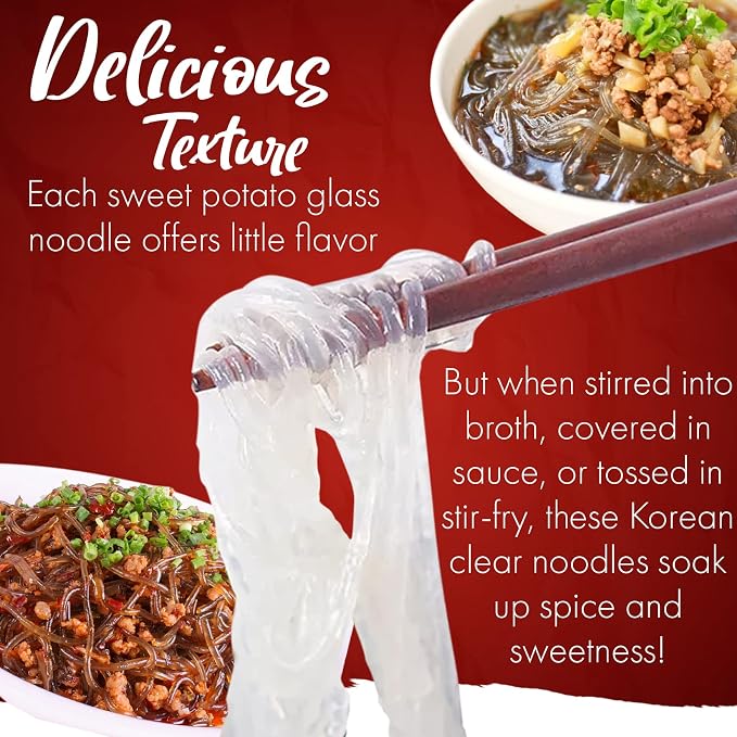 Fusion Select 4 Packs Sweet Potato Glass Noodles - Zero-Fat, Low-Calorie, No-Sodium Diet-Friendly, Gluten-Free, Vegan, Stir-Fry, Dumplings, Hot Pot - For Chinese, Korean Recipes - 7.05oz