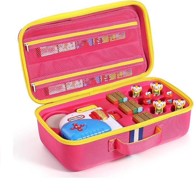 Hard Travel Case Compatible with Little Tikes for Story Dream Machine Books Starter Set, Protective Storage Case Container for Storytime Audio Play Real for Littles Character Collection (Pink, Large)