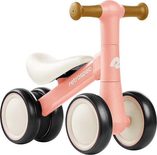 Retrospec Cricket 2 Baby Walker Balance Bike with 4 Wheels - Safe Learning Toy for Ages 12-24 Months - Scratch-Resistant Indoor Outdoor Toddler Riding Toy with Steering Limit & Soft Grips
