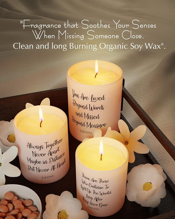 Scented Soy Memorial Candle – Glass Jar Candle Gift with 100% Organic Soy Wax & Fragrance Oil – Missing Someone Gift Decor for Women, Men, Couples, Meditation, Yoga by LaLeena, Large 14 Oz, Jasmine