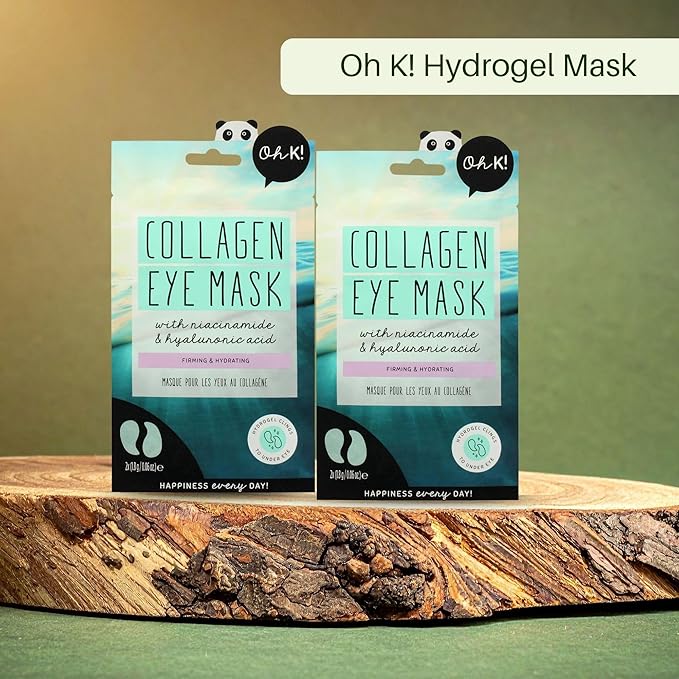 Oh K! Eye Mask - Collagen - Hydrating Under Eye Patches - Undereye Patches with Niacinamide, Hyaluronic Acid - Collagen Mask for Dark Circles - 1 Pair