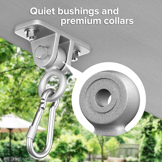 Highpro Swing Hangers for Wooden Sets Pack of 2 Heavy Duty Swingset Hardware with Locking Hooks for Patio, Porch, Playground Indoor/Outdoor, Silver