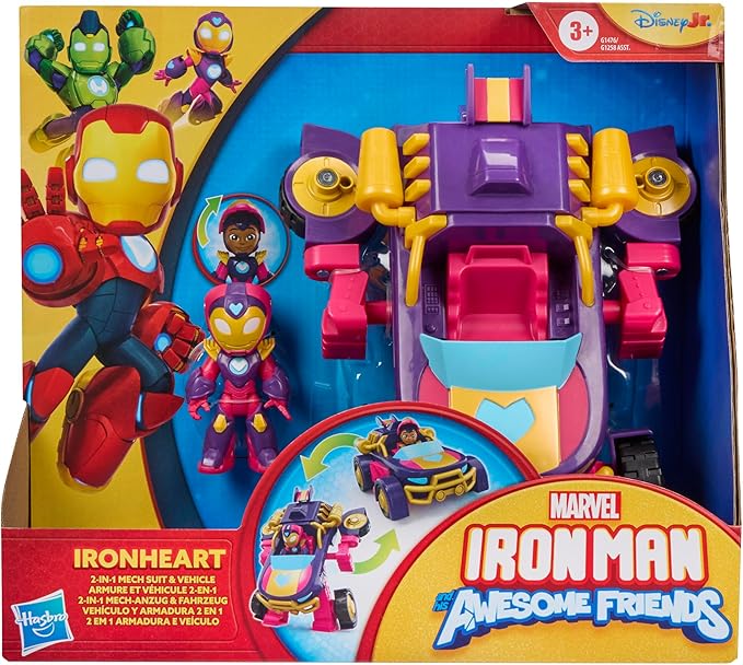 IRON MAN AND HIS AWESOME FRIENDS Marvel Ironheart 2-in-1 Mech Suit & Vehicle, Action Figure & Toy Vehicle Set, Super Hero Toys, Ages 3+