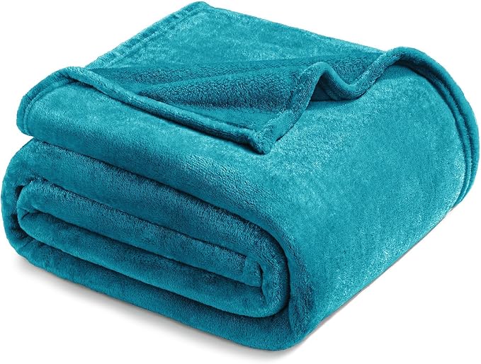 Exclusivo Mezcla Soft Fleece Blanket Twin Size for Bed, Teal | 90x66 Inches, Double-Sided Brushed Flannel, Lightweight Plush Cozy Blanket for Home Decor, All Season, Machine Washable