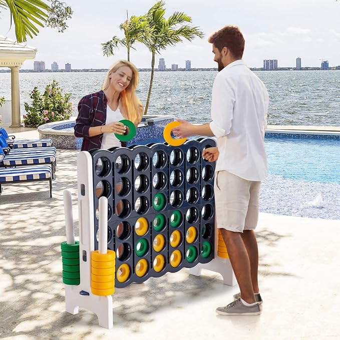 Costzon Giant 4-in-A-Row, Jumbo 4-to-Score Giant Games for Kids & Adults, Indoor Outdoor Party Family Connect Plastic Game, 4 Feet Wide by 3.5 Feet Tall with Carrying Bag