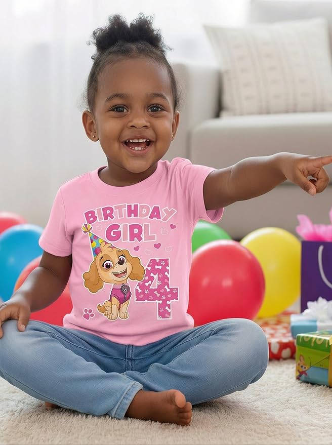 Skye Paw Patrol 4th Birthday Girl Shirt for 4 Year Old Girls - Pup-Themed Party Toddler T-Shirt