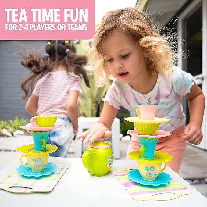 Educational Insights Teacup Pile-Up! Relay Game, Preschool Board Game, Easter Basket Stuffers for Kids, Gift for Kids Ages 4+