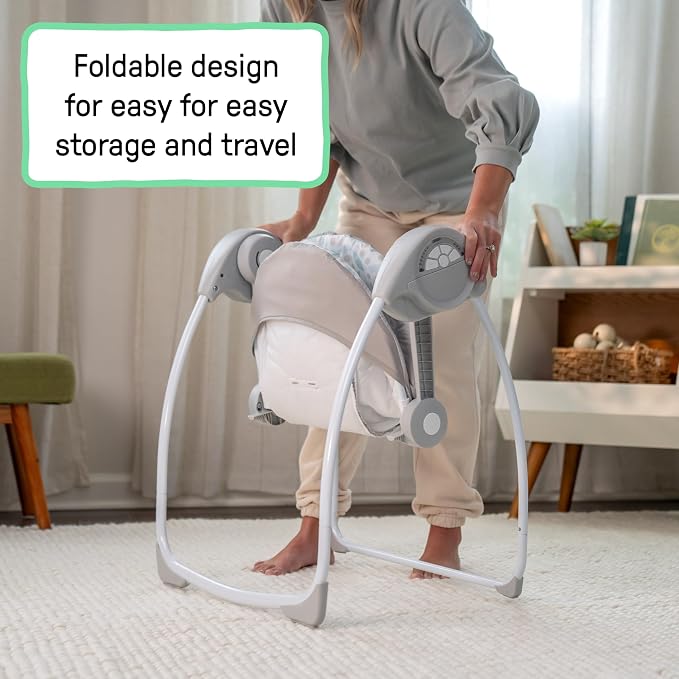 Ingenuity Comfort 2 Go Portable Swing - Endless Bloom - 6 Speeds - 10 Melodies - 2 Toys - 0-9M