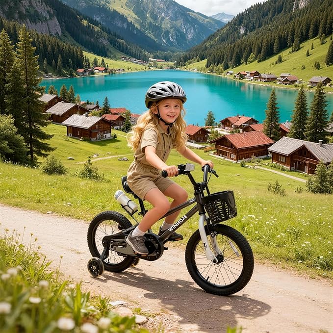 WinHope Kids Bike, 12-18 Inch Toddler Bicycle with Removable Training Wheels and Dual Brakes, Children Bike for Beginner with Adjustable Seat and Headlebar for 2-9 Years Boys Girls, Multiple Colors